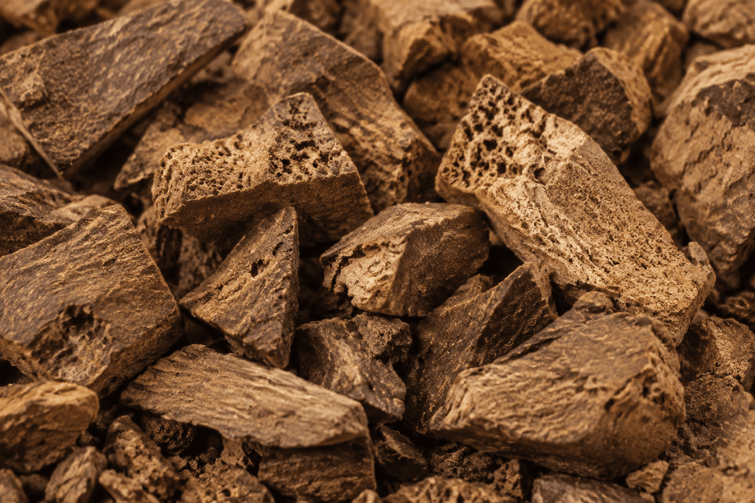 Illustrative close-up of the porous texture of freeze-dried liver pieces
